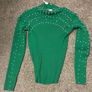 Everly Green Ribbed Knit Top